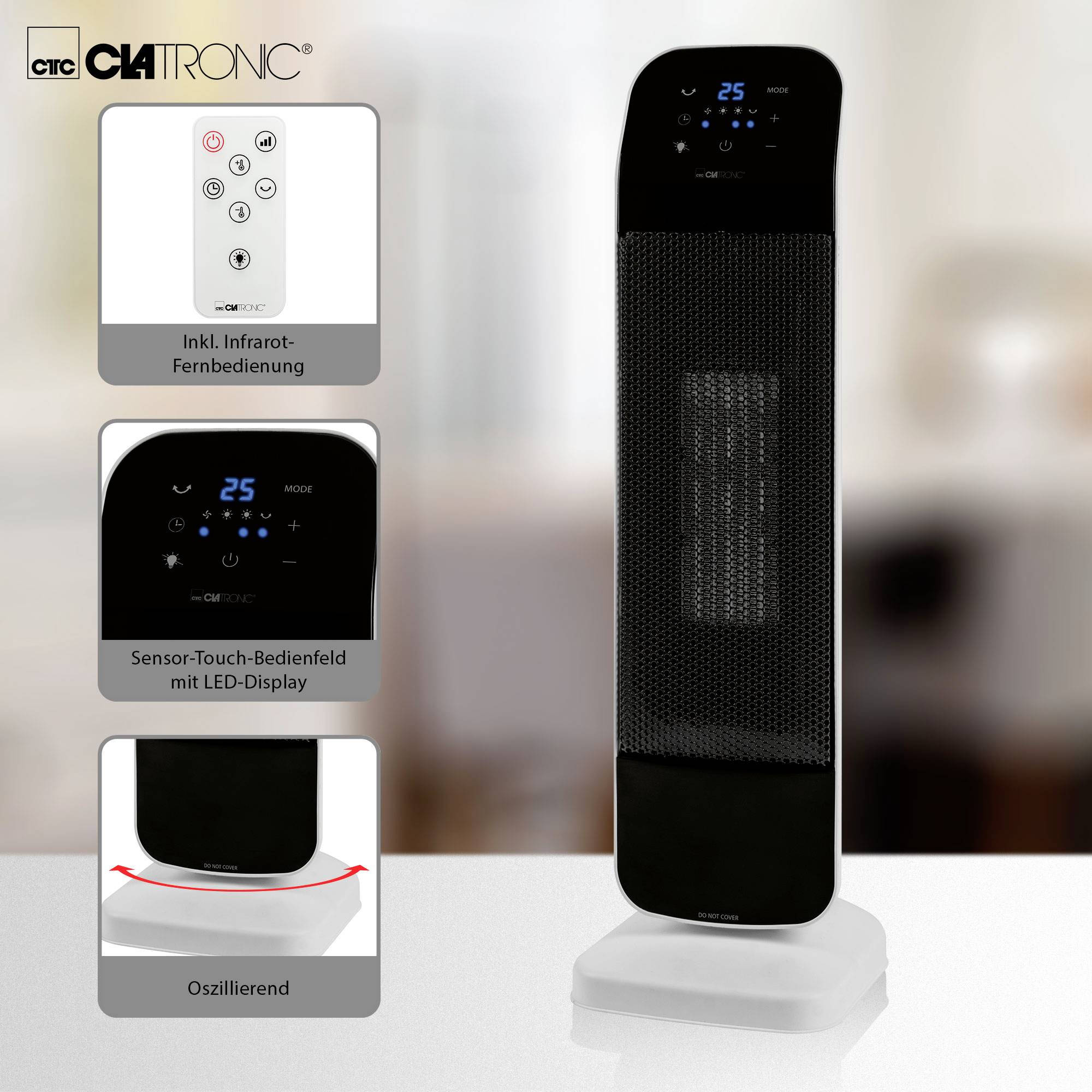 Clatronic 263955 Keramik-Heizlüfter HL 3763 Schwarz