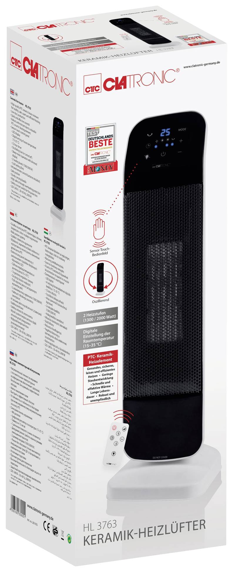 Clatronic 263955 Keramik-Heizlüfter HL 3763 Schwarz