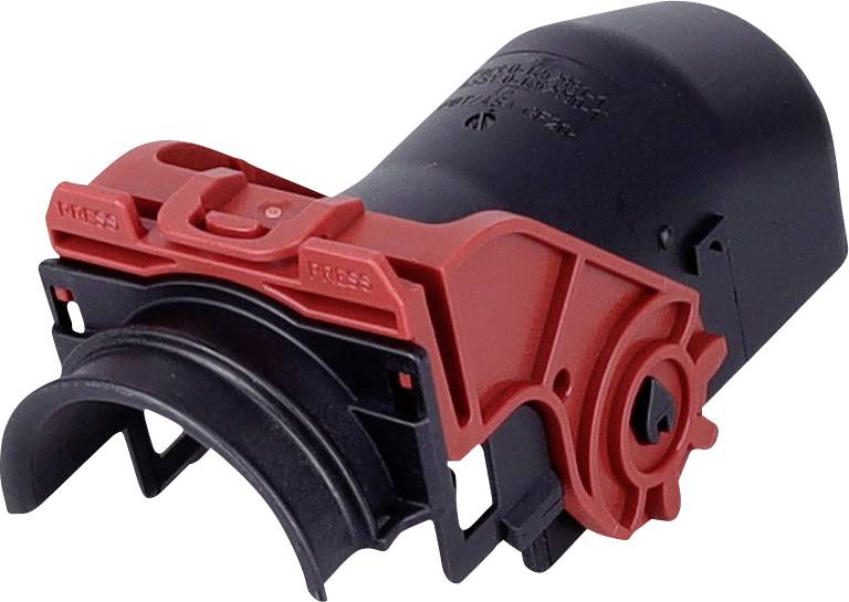 Schwarze und rote Rotationswerkzeug-Erweiterung mit Einstellgetriebe und Arretierungsmechanismus für präzise Schneid- und Formungsanwendungen.
