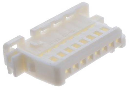 Ein weißer Kunststoff-Elektronikverbinder mit mehreren Schlitzen für Stifte, üblicherweise in elektrischen Geräten für sichere Verbindungen verwendet.