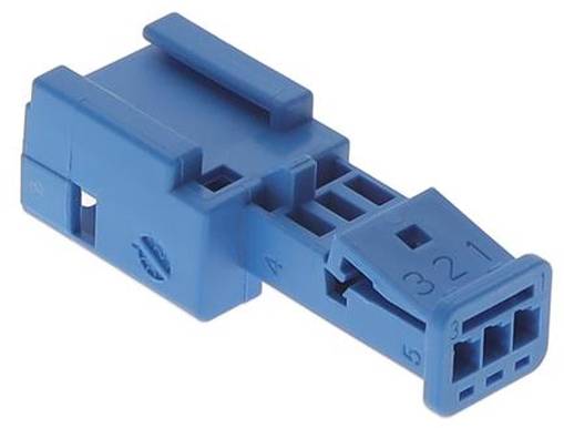 Ein blauer Elektrostecker mit mehreren nummerierten Anschlüssen, entwickelt zur Sicherung von Verbindungen in Verkabelungssystemen.