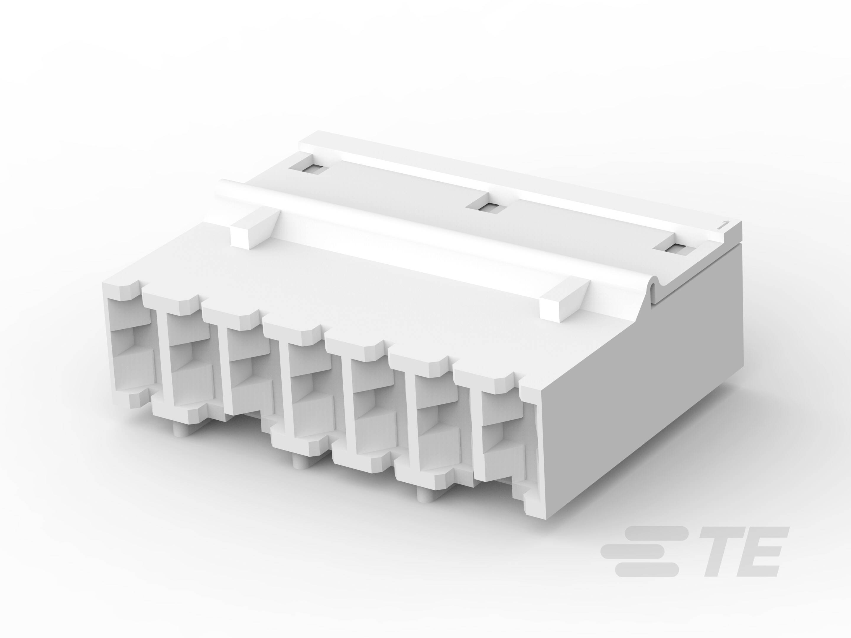 Ein weißer Steckverbinder mit mehreren Steckplätzen auf einer glatten Oberfläche, geeignet für elektrische Verbindungen.