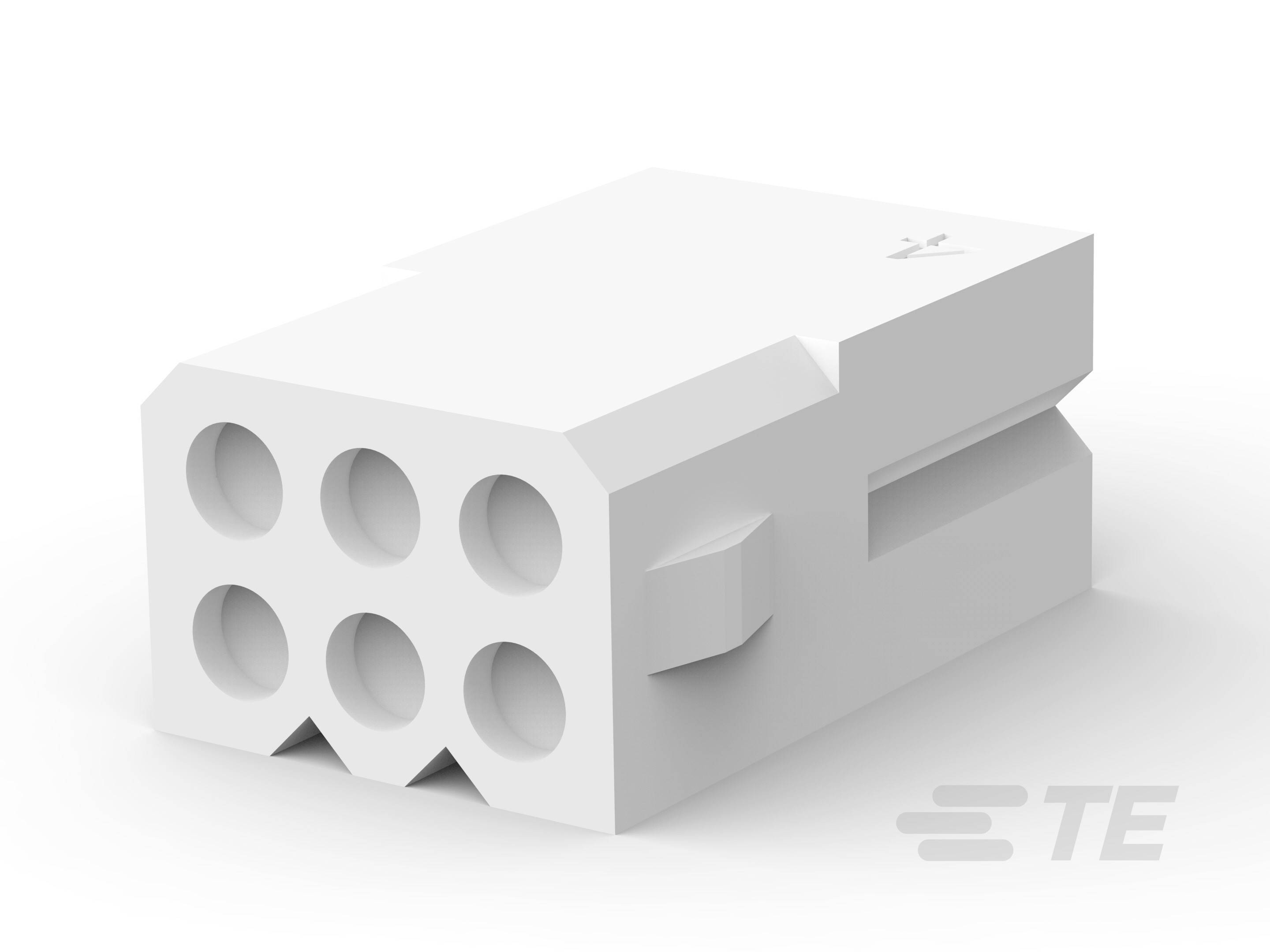 Ein weißer elektrischer Steckverbinder mit fünf runden Anschlüssen, geeignet für die Verbindung elektronischer Geräte.