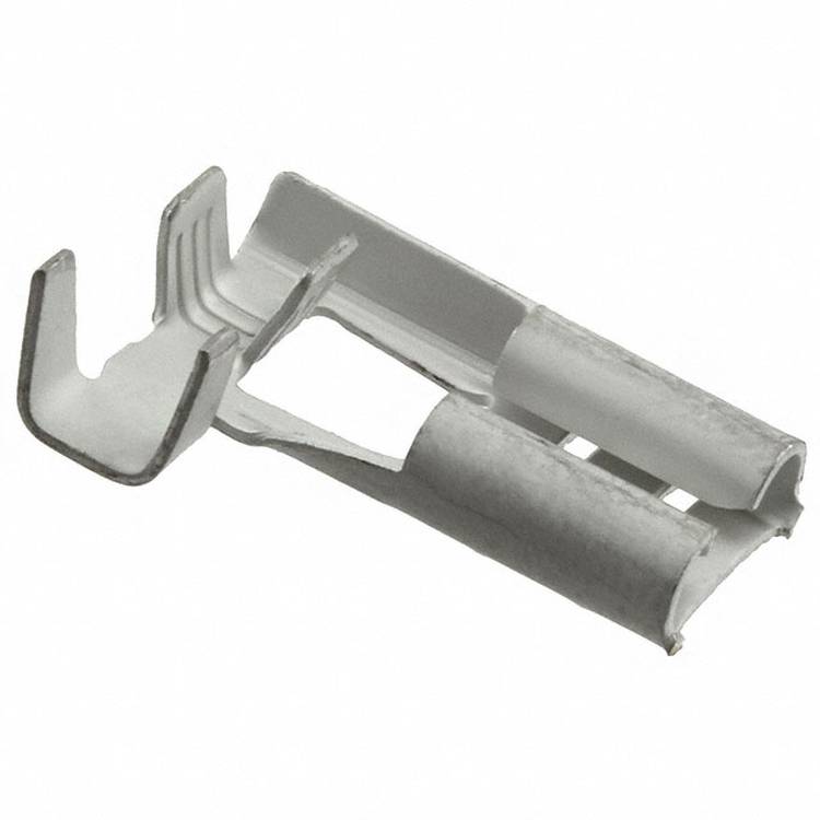 Ein metallförmiger U-förmiger Verbinder mit vertikalen und horizontalen Nuten, wahrscheinlich zur Befestigung oder zum Anbringen von Komponenten in mechanischen Strukturen verwendet.