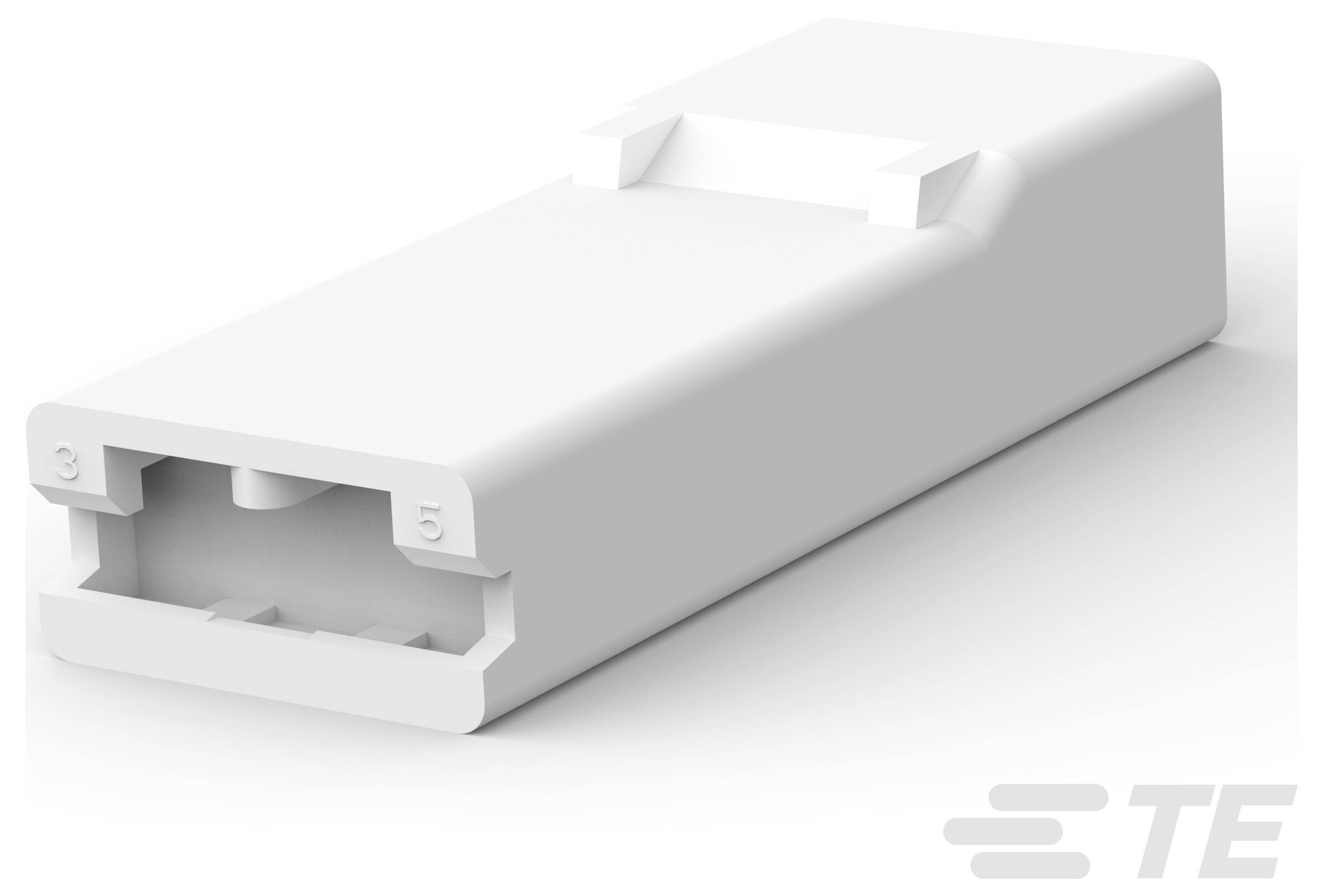 Eine 3D-Darstellung eines sechspoligen elektrischen Steckers mit vergoldeten Kontakten und grünem Gehäuse, angewinkelt für eine klare Sicht auf das Design.
