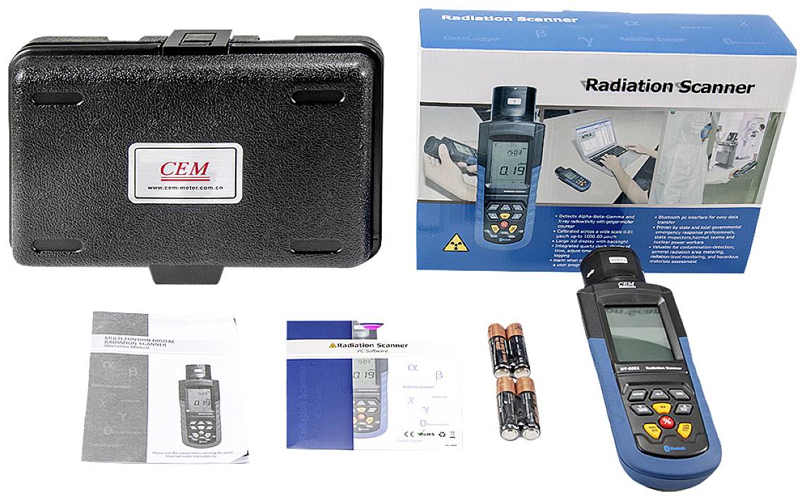DT-9501 Geigerzähler Strahlung: Alpha, Beta, Gamma, Röntgen akustischer Warnton, inkl. Auswertungssoftware, Datenlogger