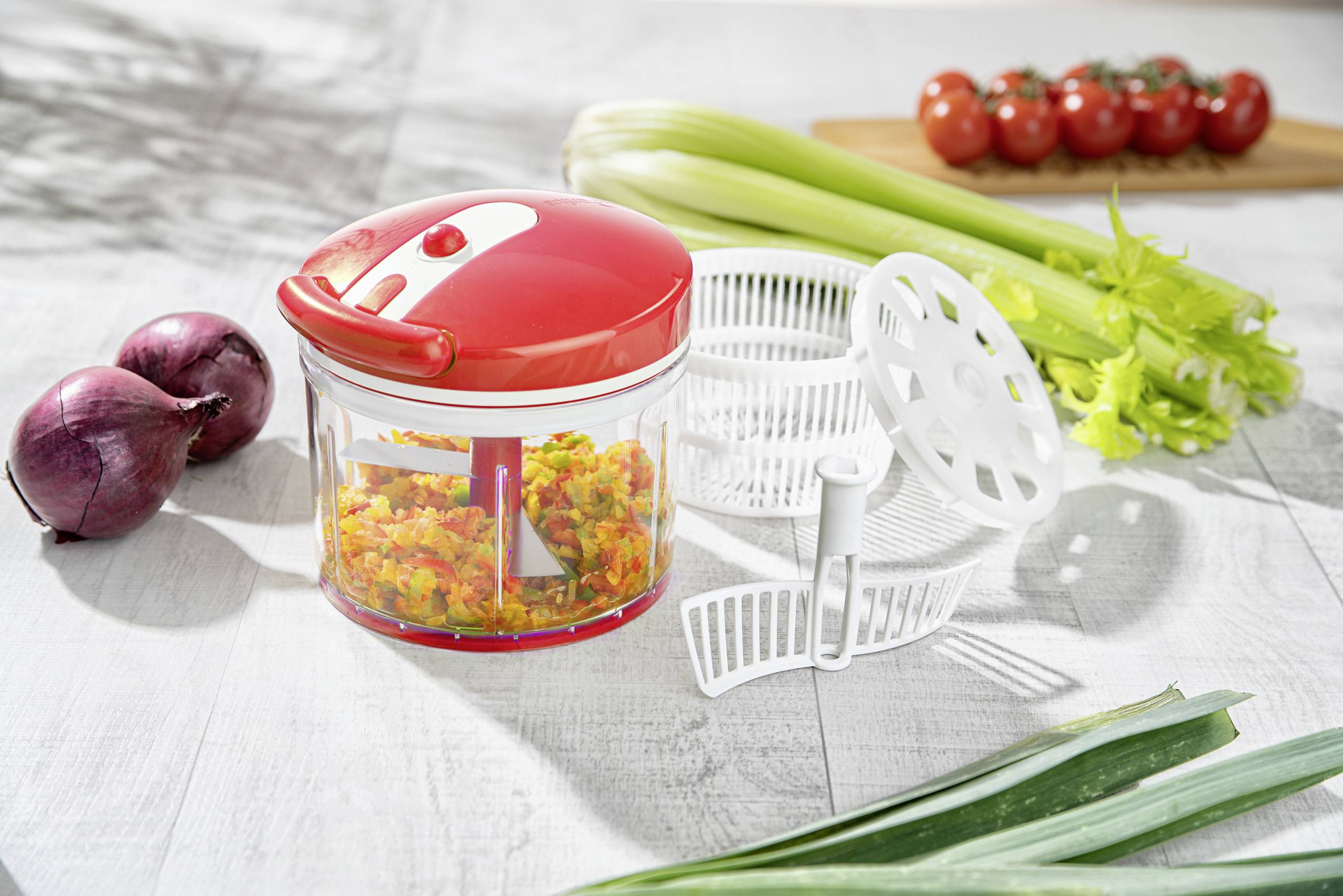 Nicer Dicer 29188 Twist, Set 9-tlg., rot