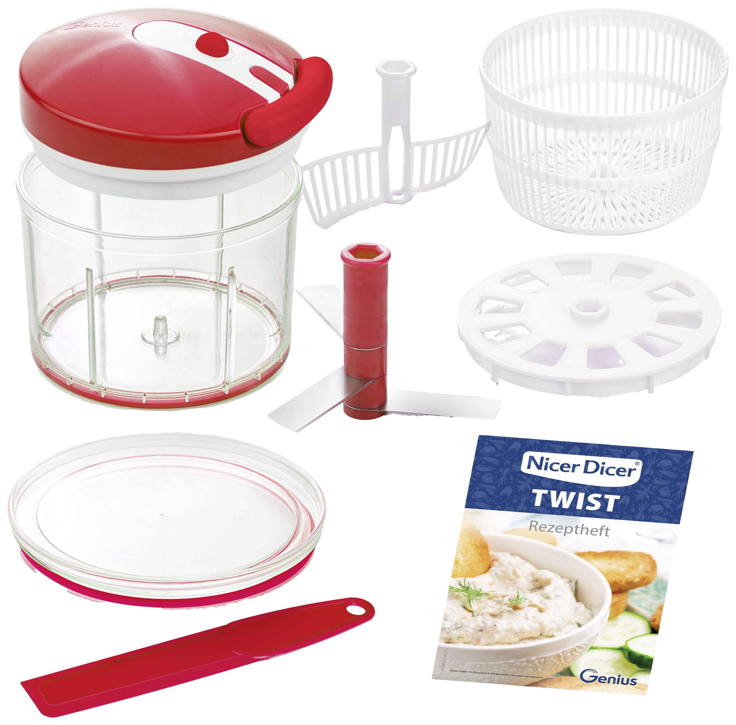 Nicer Dicer 29188 Twist, Set 9-tlg., rot