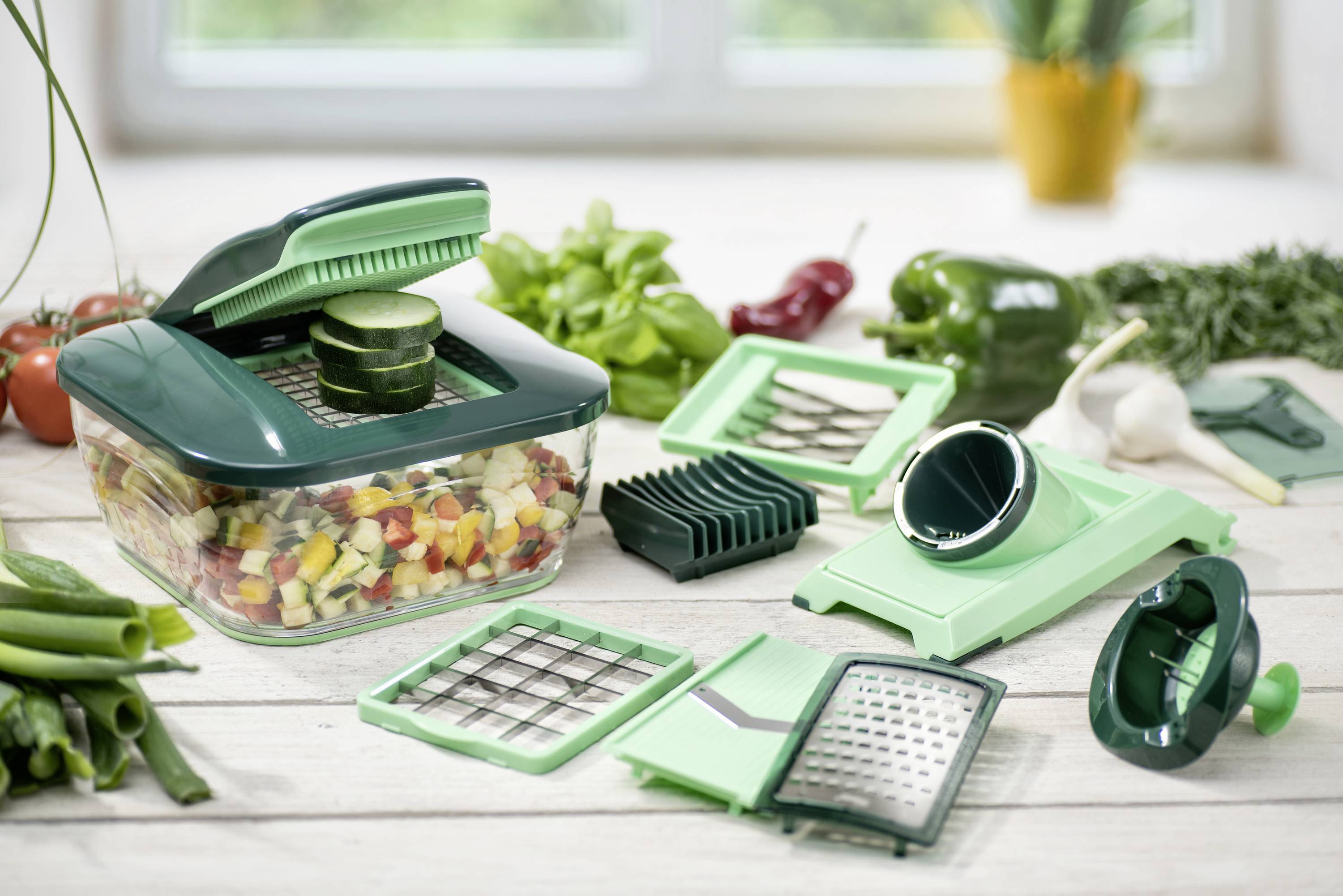 Nicer Dicer 27061 Chef, Set 15-tlg., grün