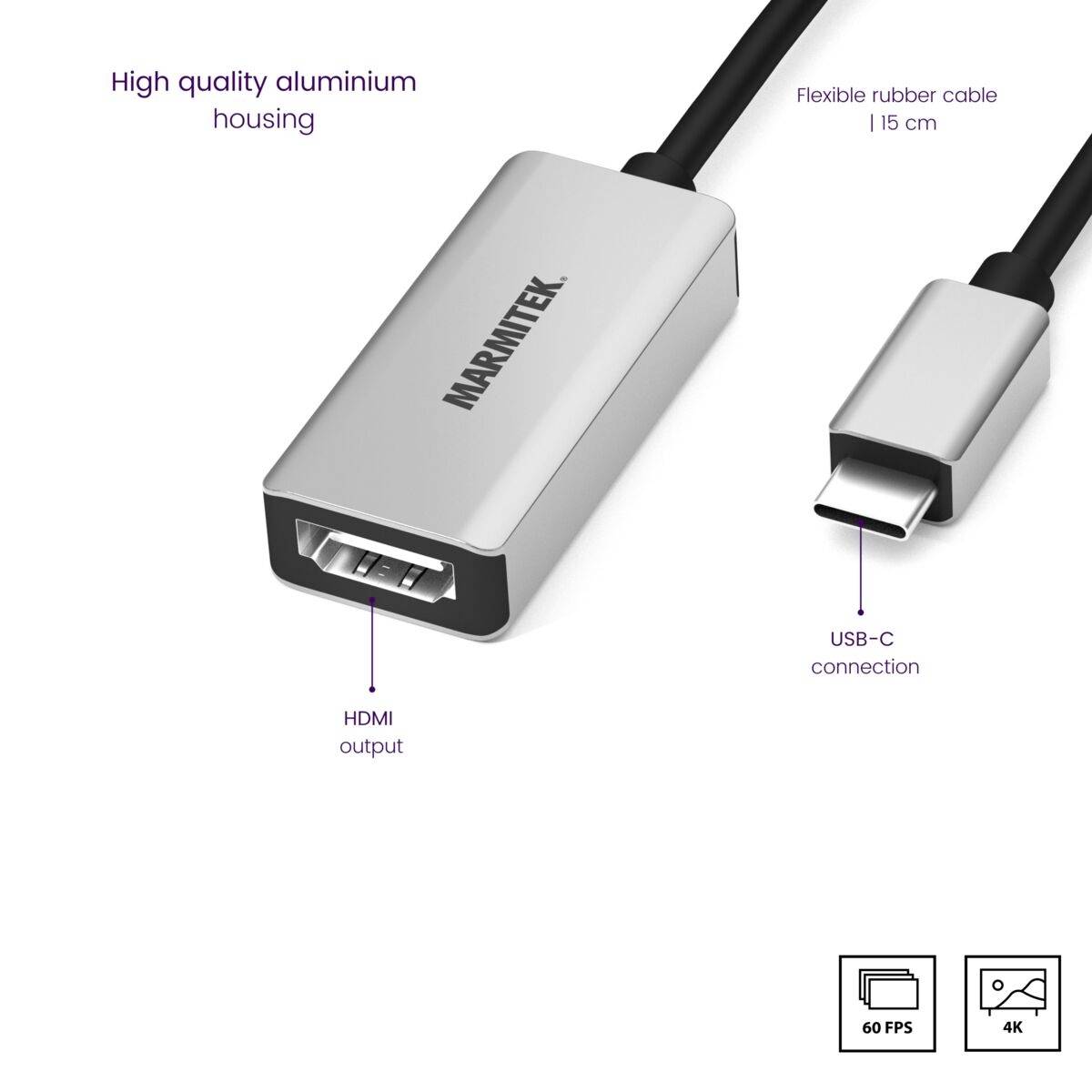 Marmitek USB-C® Adapter [1x USB-C® - 1x HDMI-Buchse] USB-C / HDMI Adapter 0.15m