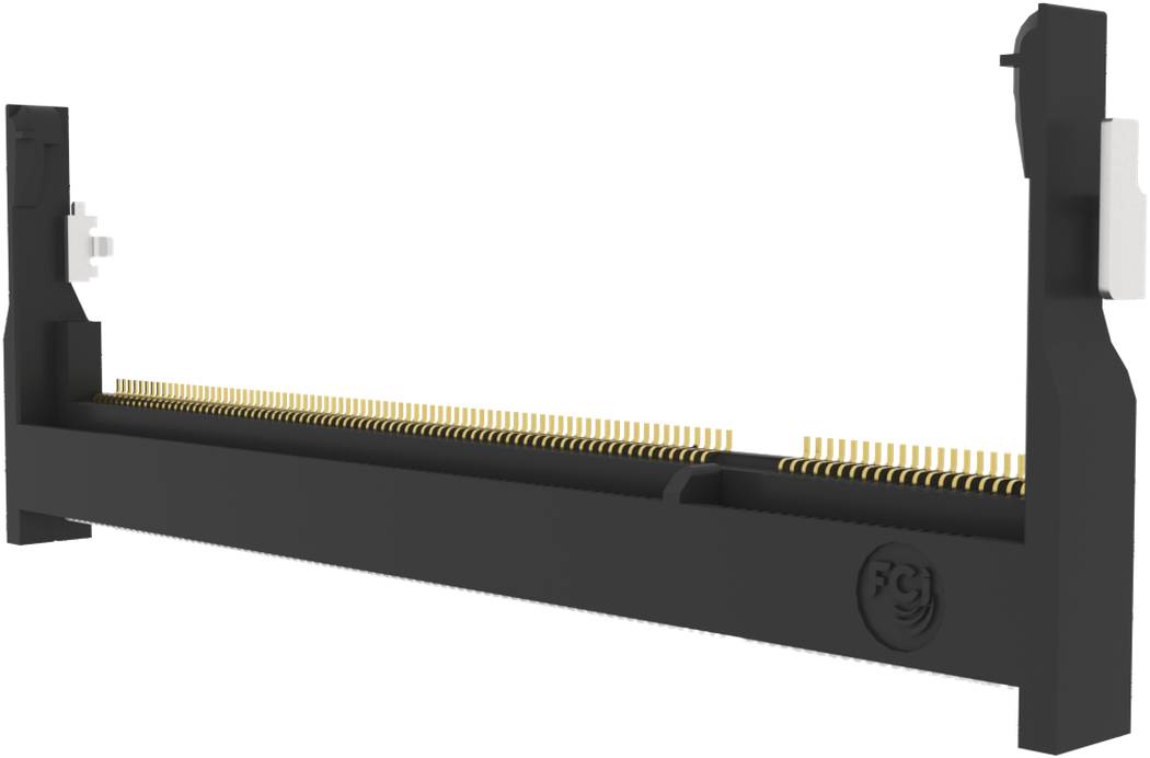 Ein schwarzer PCI-Stecker mit vergoldeten Stiften, der zum Anschließen von Erweiterungskarten im Inneren eines Computers verwendet wird.