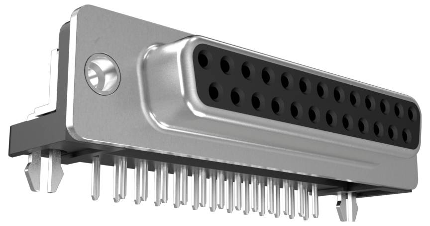 Ein silberner 24-poliger Stecker mit schwarzem Inneren, häufig für Computerkomponenten verwendet, zeigt die Stifte und das Befestigungsklammer-Detail.