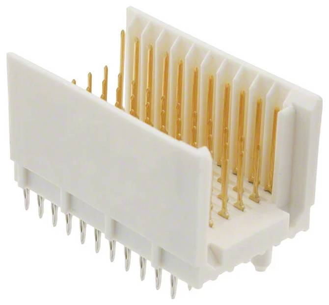 Ein metallischer 9-pol D-Sub-Stecker mit Befestigungsflansch.