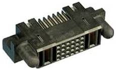 Ein rechteckiger elektronischer Stecker mit mehreren Stiften, der zur Datenübertragung in elektronischen Geräten verwendet wird.