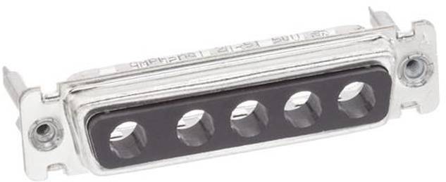 Ein Metallverbinder mit fünf kreisförmigen Löchern, die in einer Reihe angeordnet sind, konzipiert für elektronische Geräte oder Komponentenverbindungen.
