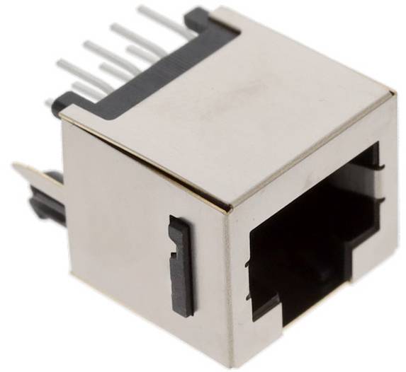 Weißer Elektrostecker mit mehreren Schlitzen, verwendet für Kabelverbindungen in elektronischen Geräten.