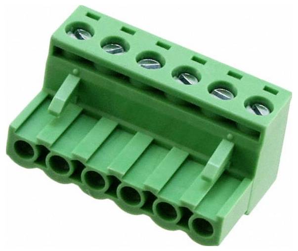 Ein grüner Klemmleistenverbinder mit acht Anschlüssen, der zum sicheren Verbinden von elektrischen Drähten verwendet wird.