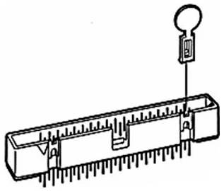 Ein DIP-Schalter-Diagramm, das einen Schlüssel zeigt, der zur Änderung der Schalterstellungen für die Schaltungskonfiguration verwendet wird.