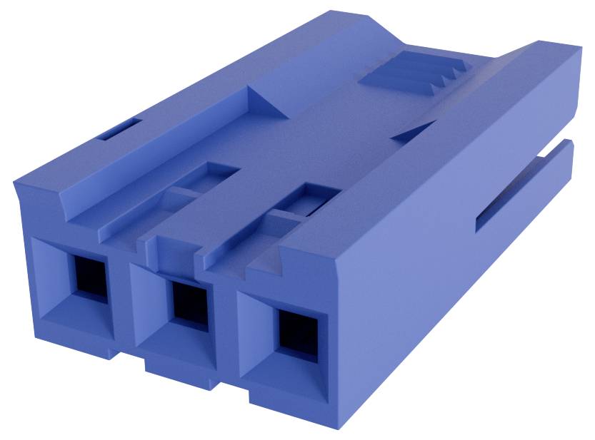 Ein blaukantig dreidimensionales Objekt mit vorstehenden und eingesenkten rechteckigen Formen, die an einen Stecker oder ein abstraktes Kunstwerk erinnern.
