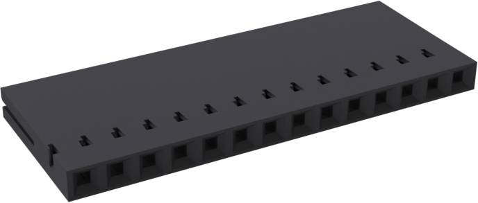 Eine schwarze, rechteckige Mundharmonika mit mehreren Löchern und schlankem Design wird gezeigt, die das kompakte und moderne Aussehen des Instruments hervorhebt.