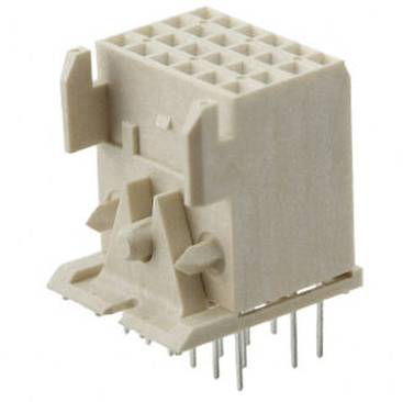 Ein beiger rechteckiger elektronischer Stecker mit mehreren Stiften und einer gitterartigen Struktur auf der Oberseite, der für Leiterplattenverstrebungen verwendet wird.