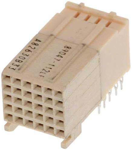 Ein rechteckiger, schwarzer Kunststoff-Elektrostecker mit elf Schlitzen, verwendet zum Befestigen mehrerer elektrischer Drähte.