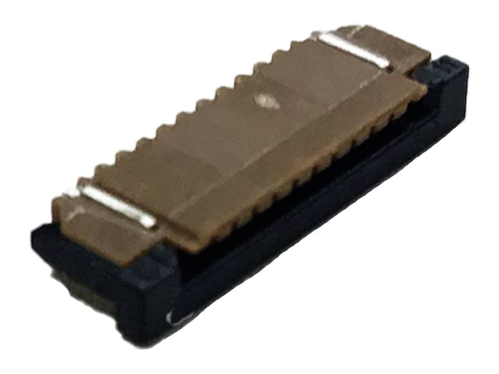 Ein rechteckiger, technischer Steckverbinder mit mehreren Pins, hauptsächlich in elektronischen Geräten verwendet.