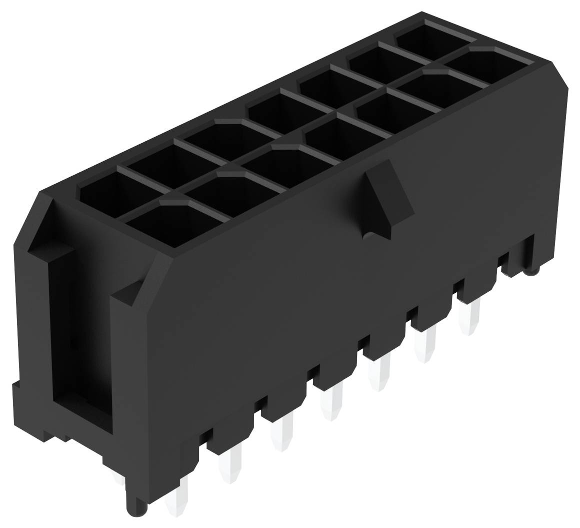 Ein schwarzer rechteckiger 10-poliger Stecker mit zwei Reihen à 5 Kontakten, ausgelegt für elektronische Schaltungsverbindungen.