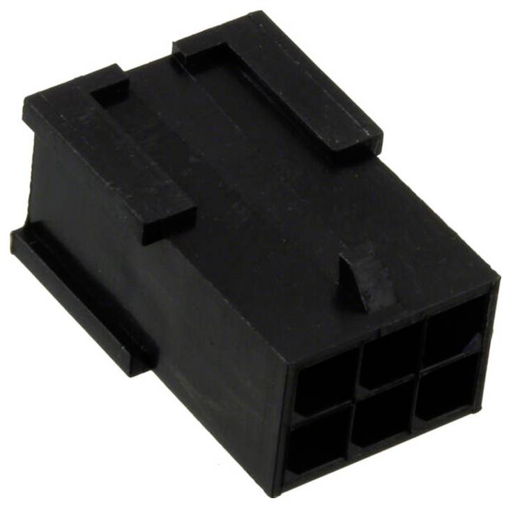 Ein schwarzer 8-poliger Stromstecker, typischerweise in der Computerhardware verwendet, um die Stromversorgung mit Komponenten wie GPUs oder Motherboards zu verbinden.