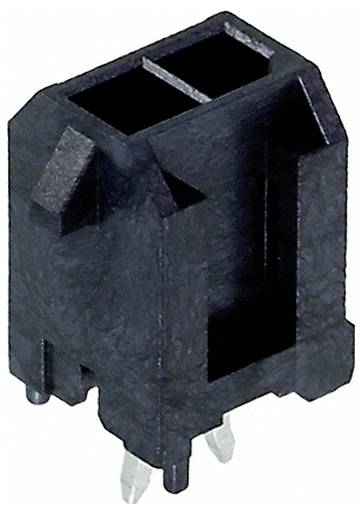 Ein einzelner schwarzer Kunststoff-Elektrostecker mit rechteckiger Form und zwei Metallstiften an der Basis.