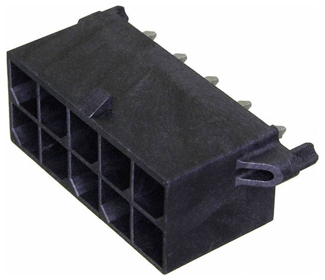Ein schwarzer Kunststoff-Elektrostecker mit mehreren Anschlüssen, die in zwei Reihen angeordnet sind und zum Verbinden elektronischer Komponenten verwendet werden.
