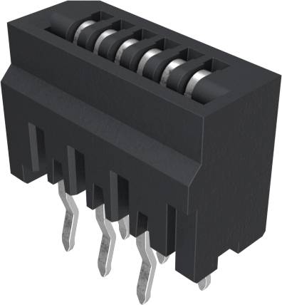 Ein 5-poliger schwarzer Kunststoffstecker mit Metallstiften für elektrische Anwendungen.