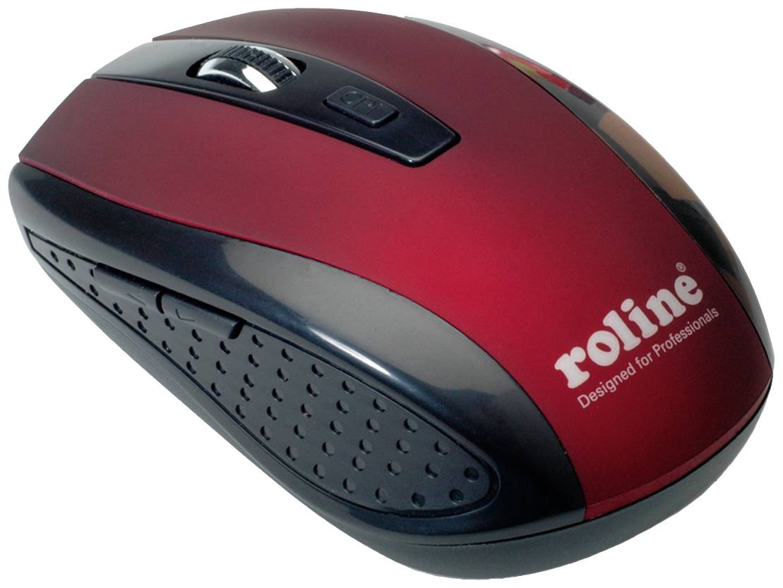 Roline 18.01.1087 Maus Kabellos Optisch Schwarz, Rot 5 Tasten Integriertes Scrollrad