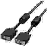 Roline VGA Anschlusskabel VGA 15pol. Stecker 6.00m Schwarz 11.04.5656 doppelt geschirmt, schraubbar, mit Ferritkern VGA-Kabel