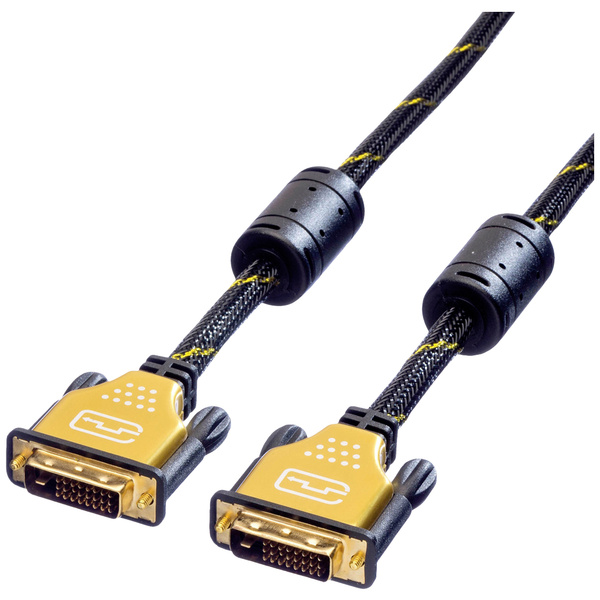 Roline DVI Anschlusskabel DVI-D 24+1pol. Stecker 2.00m Schwarz, Gold 11.04.5512 Geschirmt, schraubbar DVI-Kabel