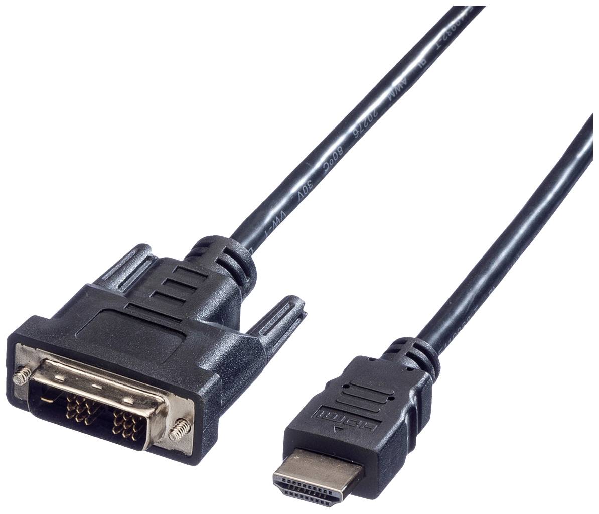 Value DVI / HDMI Anschlusskabel DVI-D 18+1pol. Stecker, HDMI-A Stecker 1.00 m Schwarz 11.99.5519 Ge
