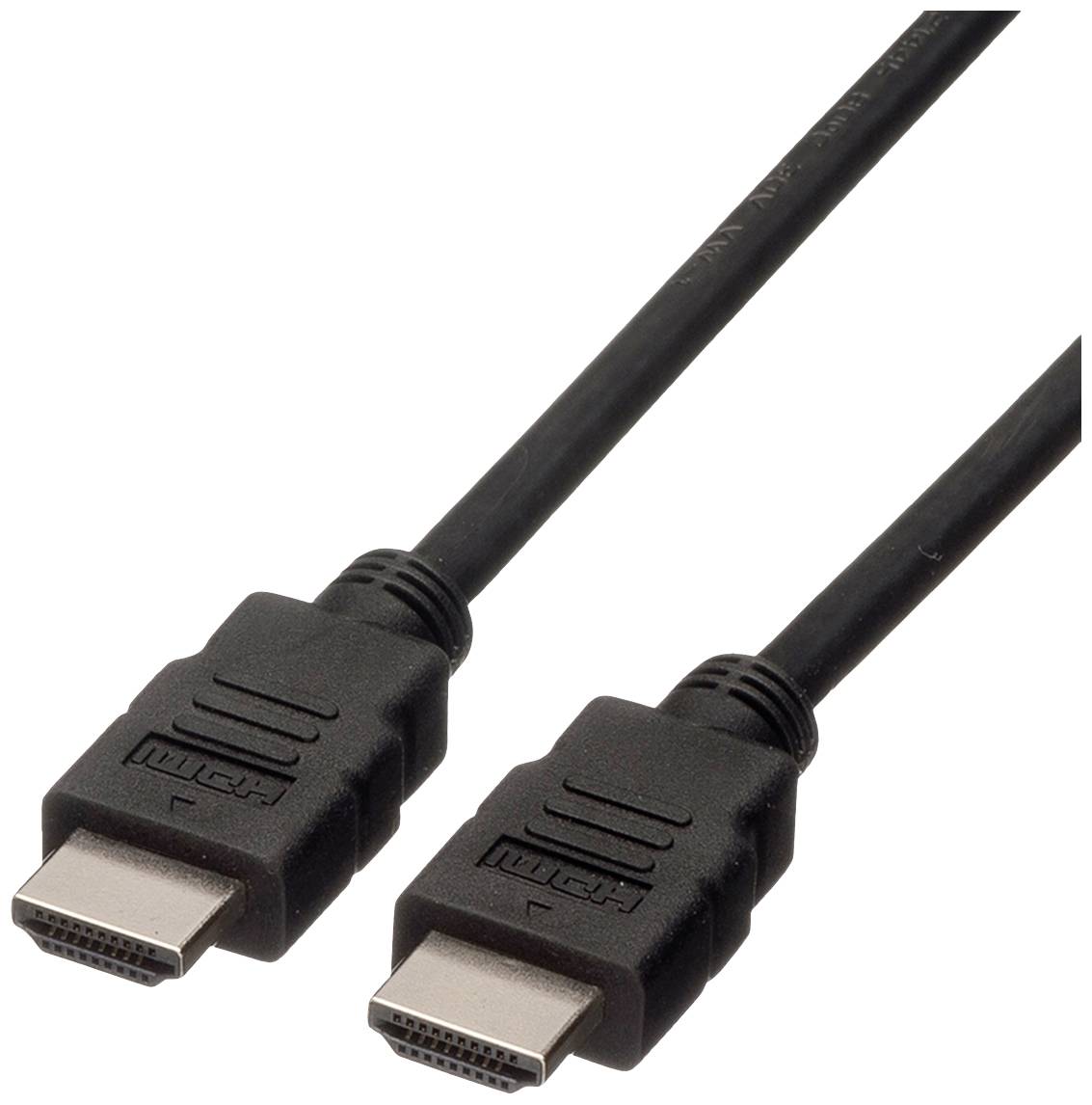 Zwei schwarze HDMI-Kabel mit Steckern sind nebeneinander auf weißem Hintergrund abgebildet.