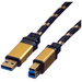 Roline USB-Kabel USB 3.2 Gen1 (USB 3.0 / USB 3.1 Gen1) USB-A Stecker, USB-B Stecker 0.80m Schwarz, Gold doppelt geschirmt