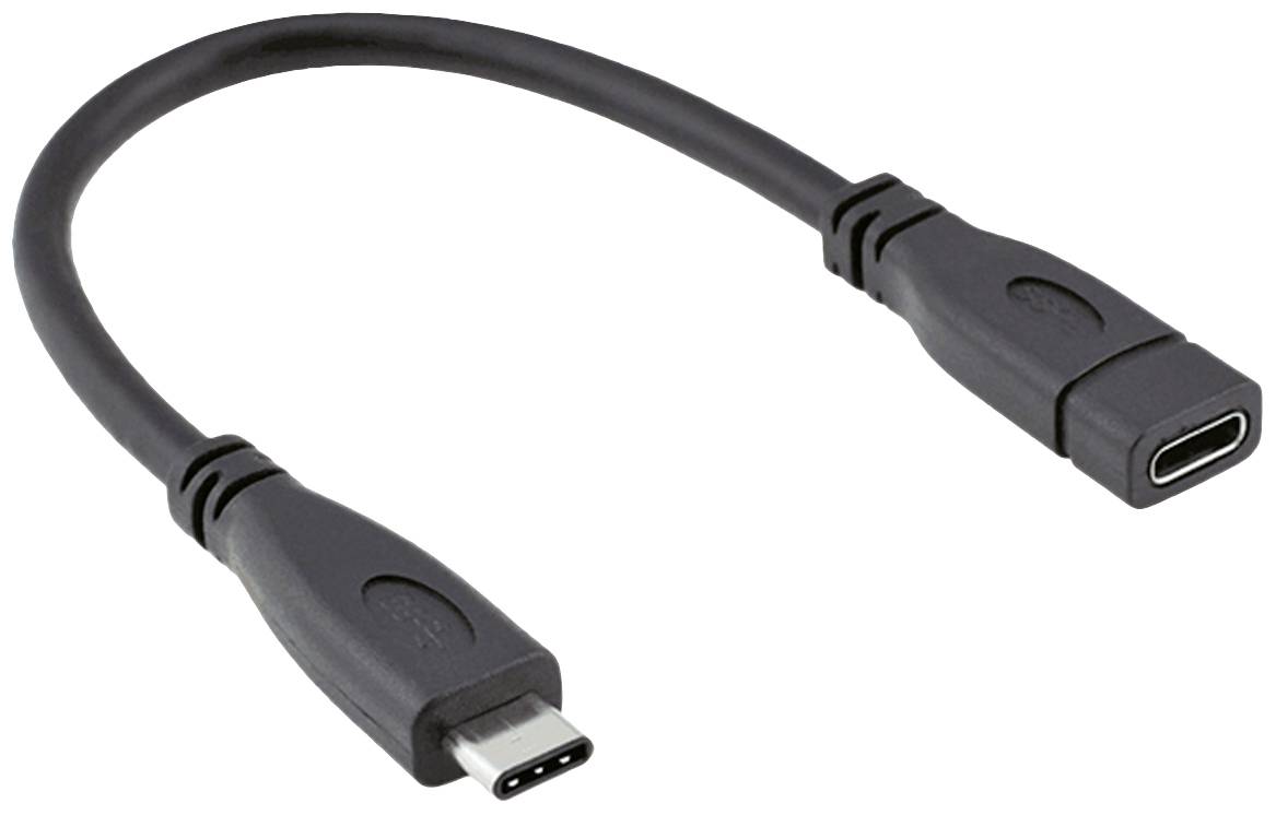 Roline USB-Kabel USB 3.2 Gen2 USB-C® Stecker, USB-C® Buchse 0.15 m Schwarz Geschirmt 11.02.9015