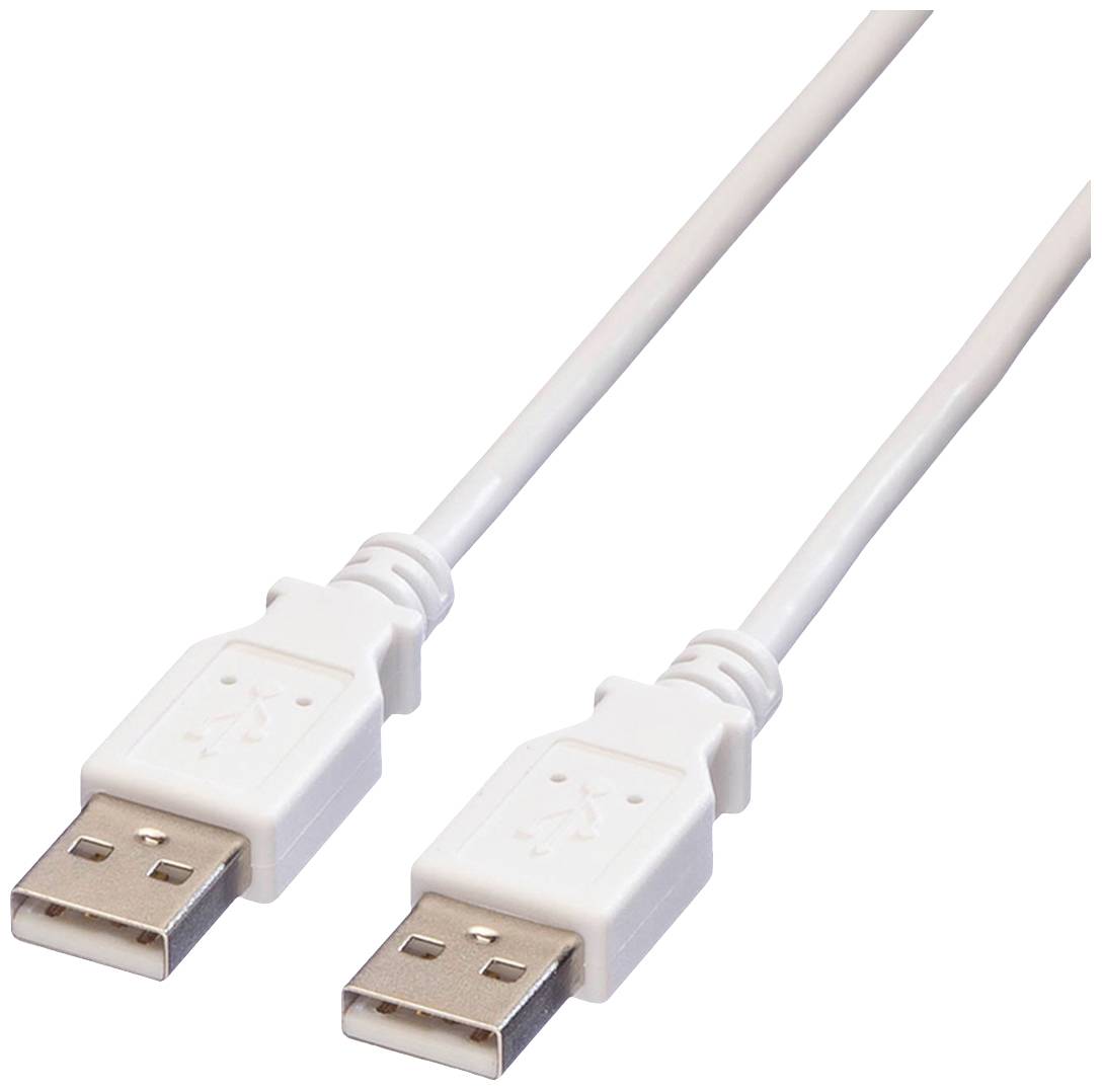 Weißes USB-Kabel mit zwei USB-A-Steckern.