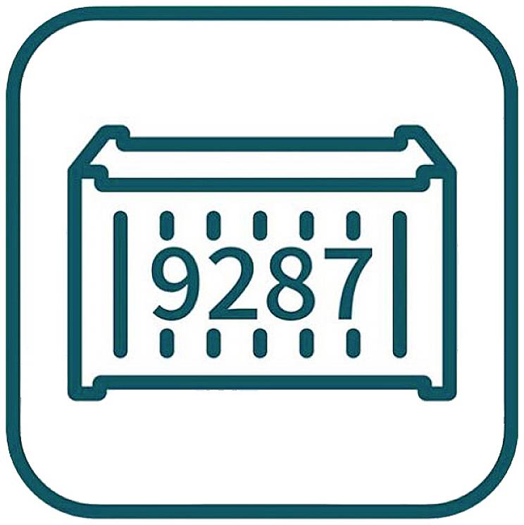 Symbol eines Frachtcontainers mit der Nummer '9287'.
