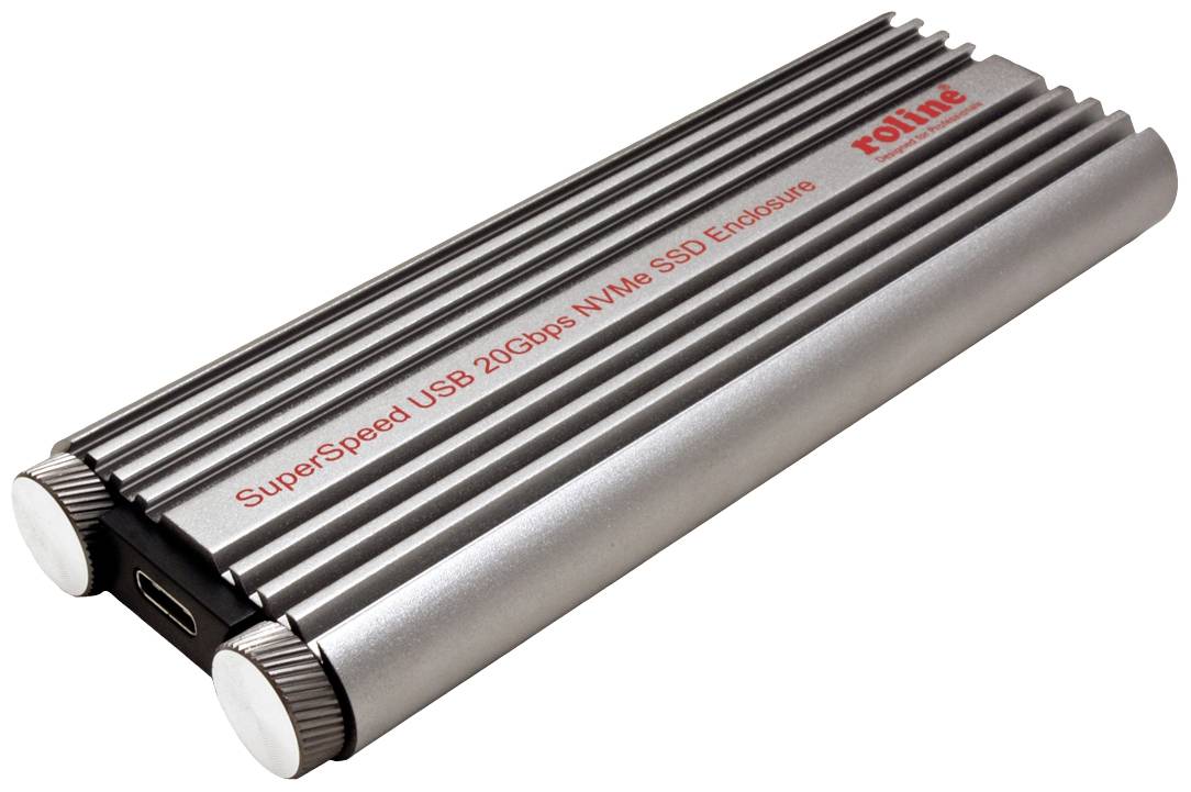 Roline 16.01.4147 M.2-Festplatten-Gehäuse USB-C® (USB 3.2 Gen 2x2) 20 GBit/s M.2 PCIe NVMe 2230, 2242, 2260, 2280 16.01.4147