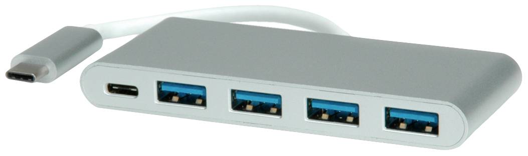 Roline 14.02.5045 USB-Hub 4 Port USB-A USB 3.2 Gen1 5 GBit/s mit USB-C® Stecker Silber 14.02.5045