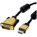 Roline DVI / HDMI Anschlusskabel DVI-D 24+1pol. Stecker, HDMI-A Stecker 7.50m Schwarz, Gold 11.04.5894 Geschirmt, schraubbar