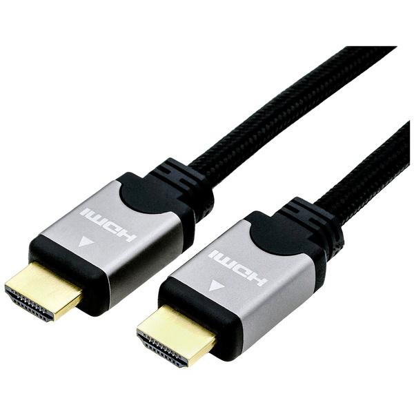 Roline HDMI Anschlusskabel HDMI-A Stecker 1.00m Schwarz, Silber 11.04.5850 doppelt geschirmt HDMI-Kabel