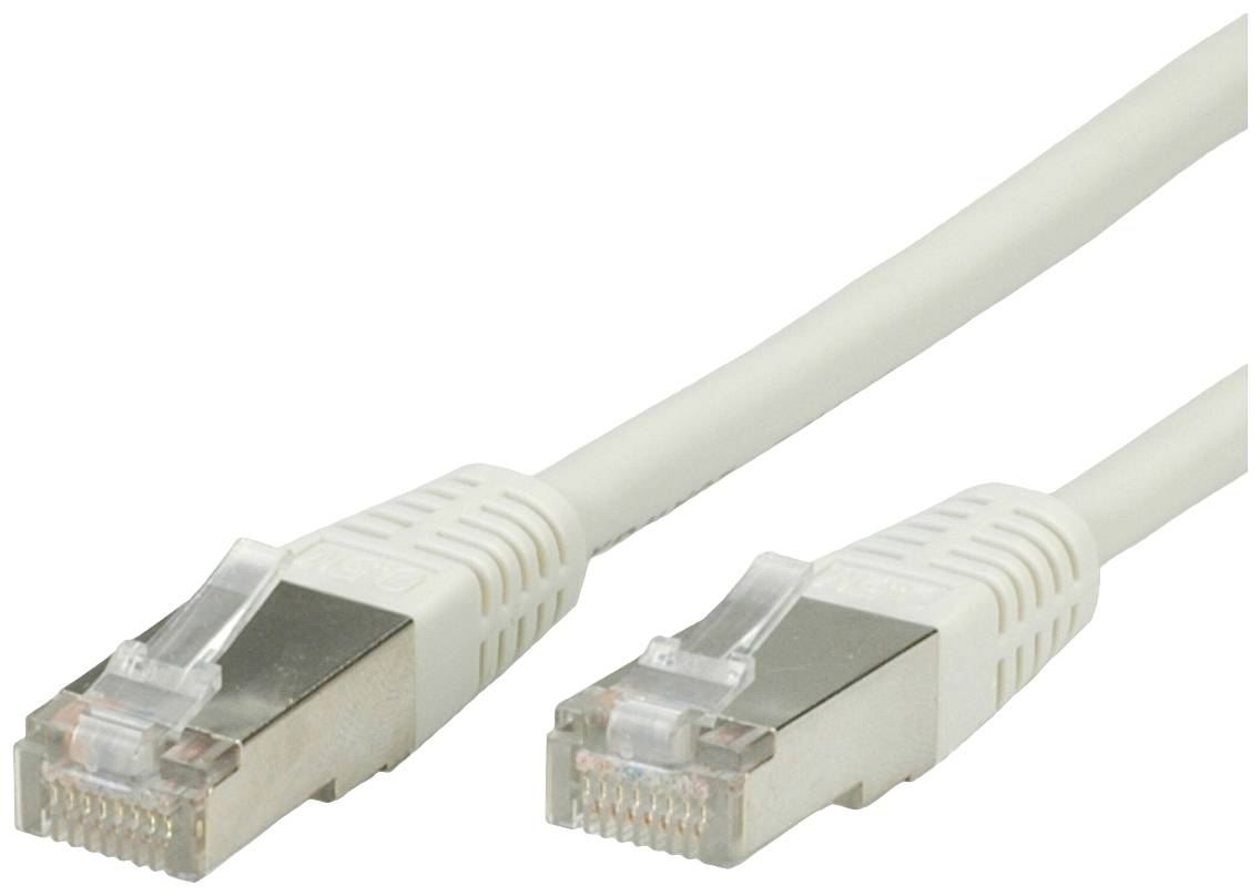 Zwei weiße Ethernet-Kabel mit RJ45-Steckern, die zur Netzwerkanbindung verwendet werden.
