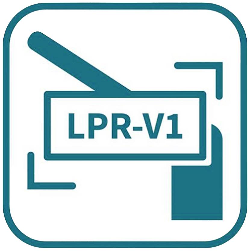 'Symbol eines grünen Schrankenarms auf weißem Hintergrund, mit Text 'LPR-V1' in der Mitte.'
