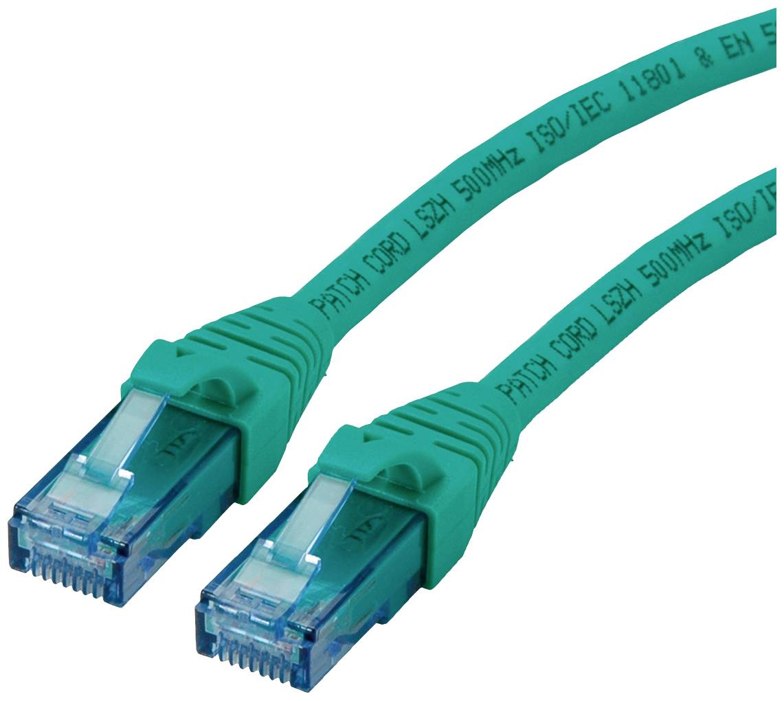 Zwei grüne Ethernet-Kabel mit RJ45-Steckern, die für Netzwerkverbindungen genutzt werden.