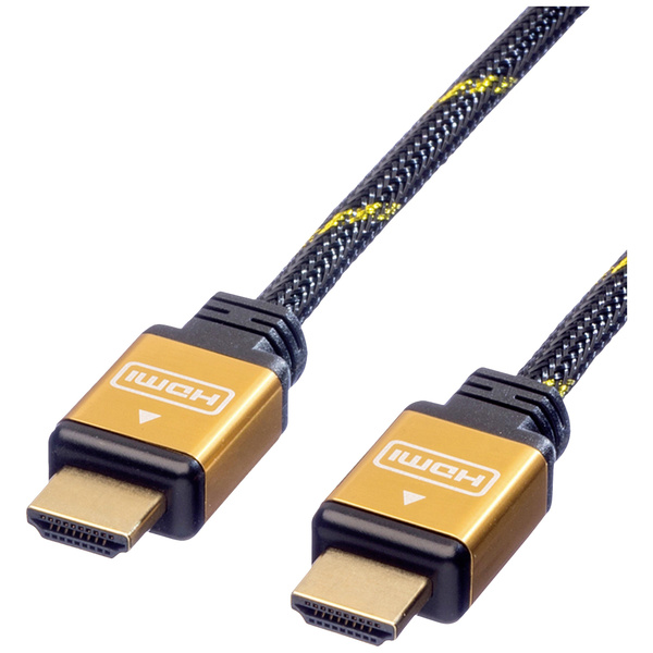 Roline HDMI Anschlusskabel HDMI-A Stecker 3.00m Schwarz, Gold 11.04.5563 doppelt geschirmt, vergoldete Steckkontakte HDMI-Kabel