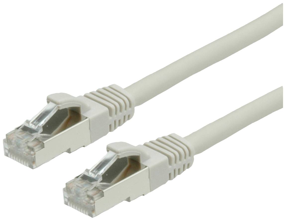 Zwei weiße Ethernet-Kabel mit RJ45-Steckern.